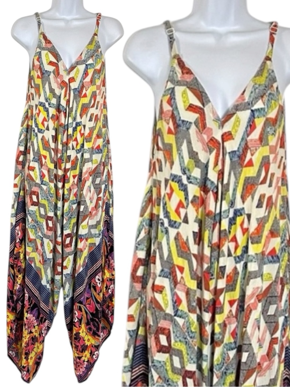 Chelsea & Theodore Wide Leg Bohemian Harem Romper Jumpsuit Size Medium Summer